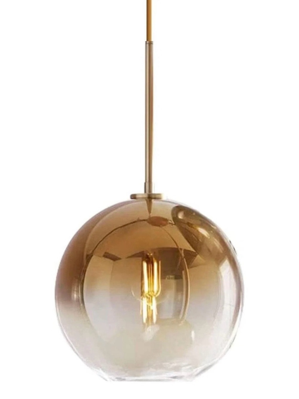 Amber Glass Globe Pendant Light - Unbranded
